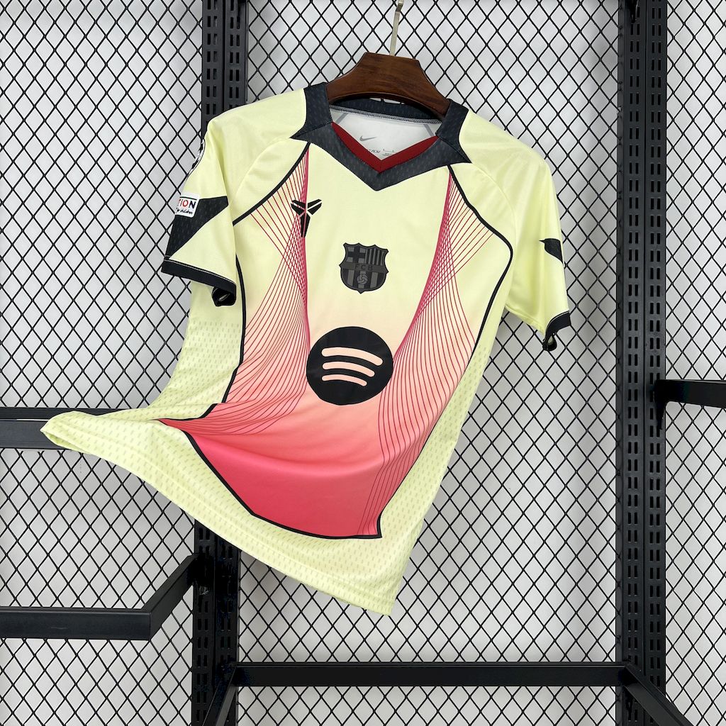 Camiseta edición especial amarilla y rosa del Barcelona 2025/26 (con Champions League)