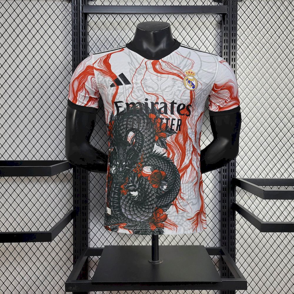Real Madrid 2025/26 White Black Dragon special edition Jersey Player Version